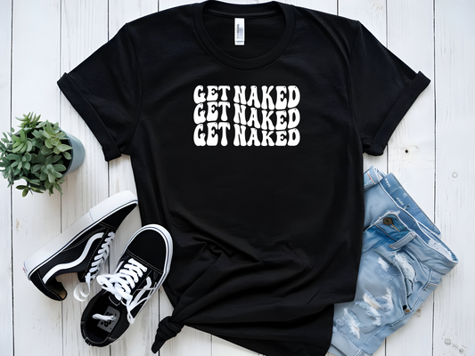 GET NAKED RETRO STACKED GRAPHIC TSHIRT